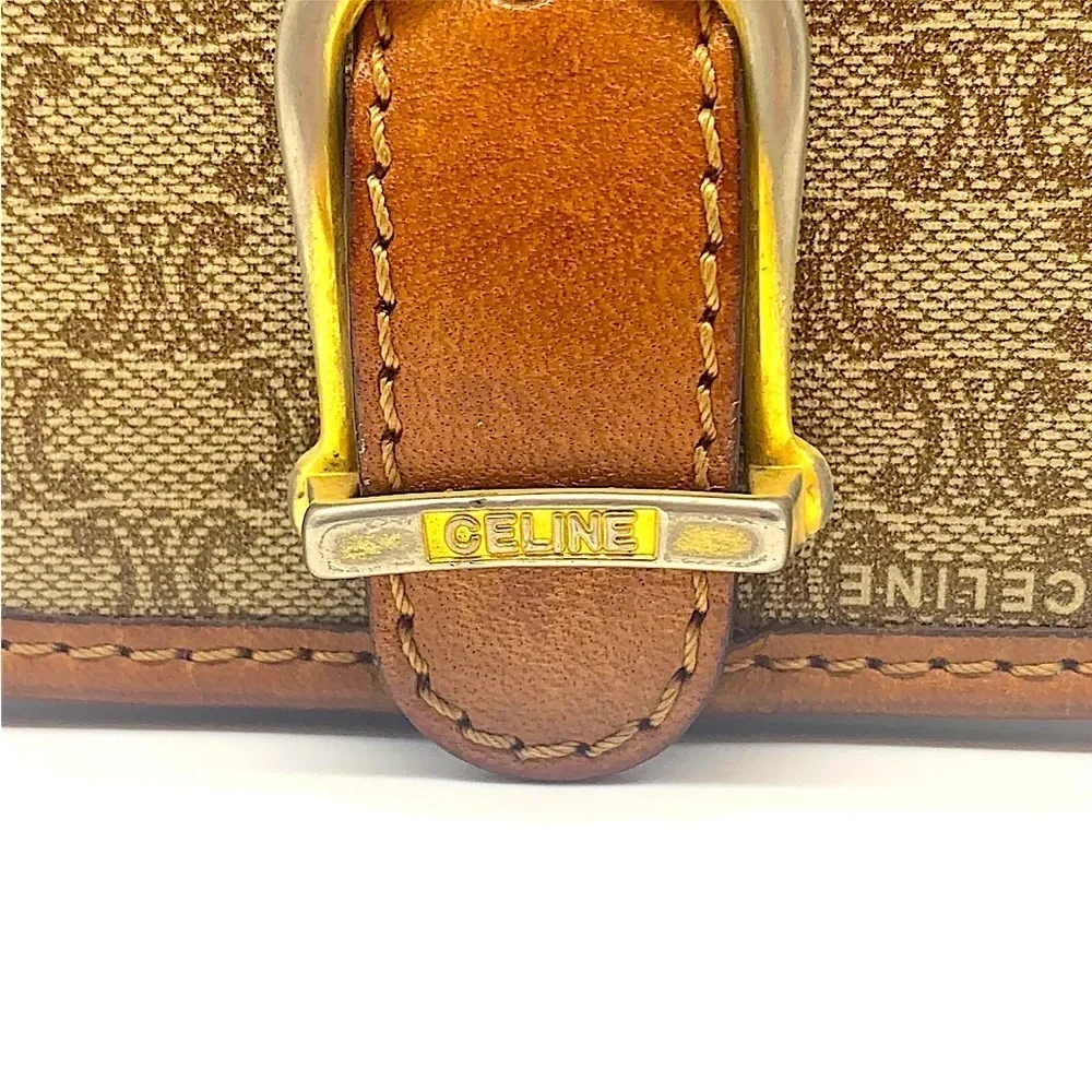 Celine Macadam Triomphe canvas and leather shoulder bag
